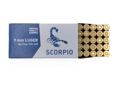 Scorpio amunicja FMJ 124gr 9x19, STV Technology, Czechy, opak. 50