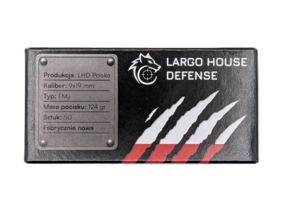 LHD amunicja FMJ 124gr 9x19, Largo House Defense, Polska, opak. 50