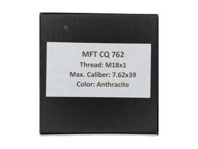 Tłumik przepływowy MFT CQ762, Anthracite, w komplecie z tłumikiem płomienia na gwint M18x1, kal. 9 oraz 7,62