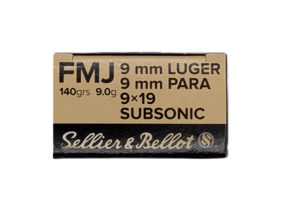 S&B amunicja FMJ 140gr 9x19 SUBSONIC, Sellier&Bellot, Czechy, opak. 50 szt.